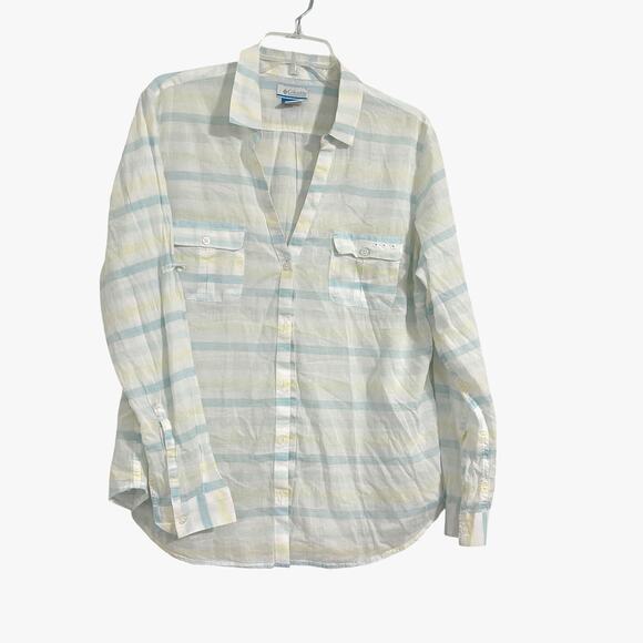 Columbina 100% cotton súper soft women’ Roll Tab Sleeves Button Down shirt XL - Picture 1 of 7